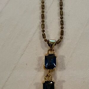 Elegant 18KGP Gold and Blue Pendant Necklace